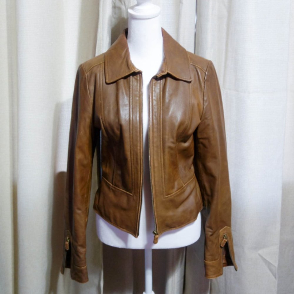 Alice Temperley for Target Faux Leather Jacket Brown Size Small